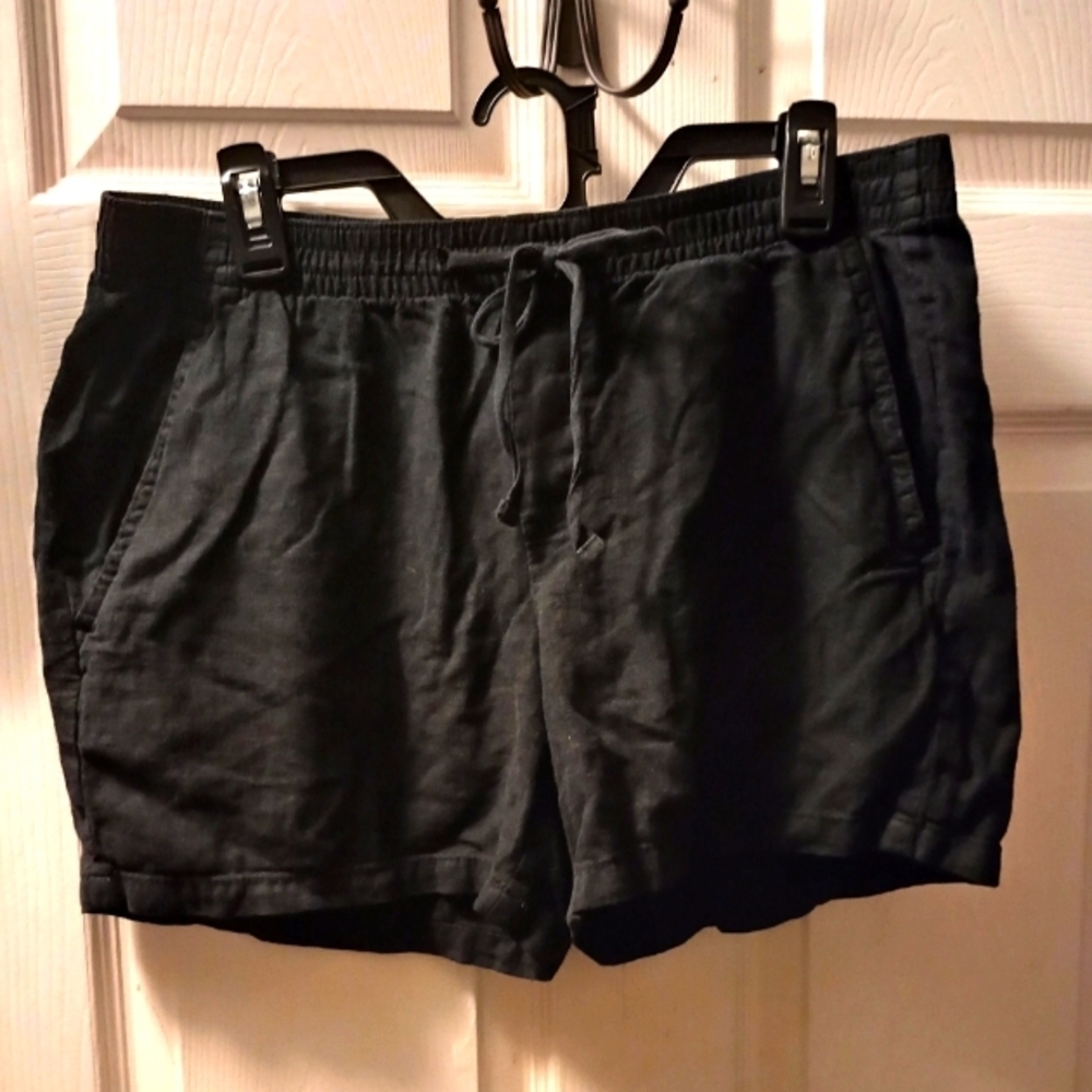 St John's Bay Black Linen Shorts Size Medium